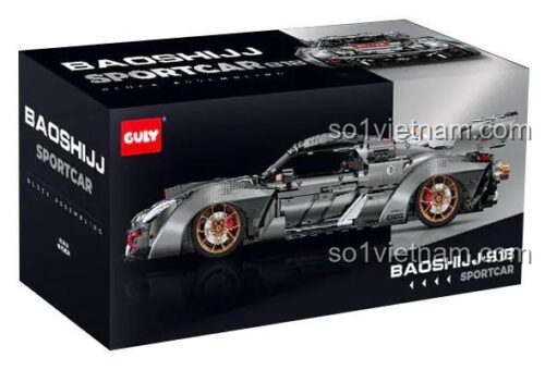 Hộp sản phẩm bộ lắp ghép siêu xe Porsche 918 GULY 10629, có hình ảnh mô hình và thông số