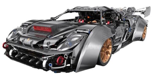 Mô hình siêu xe Porsche 918 màu xám, tỉ lệ 1:8, có đèn LED, cửa cánh chim, điều khiển từ xa, GULY 10629