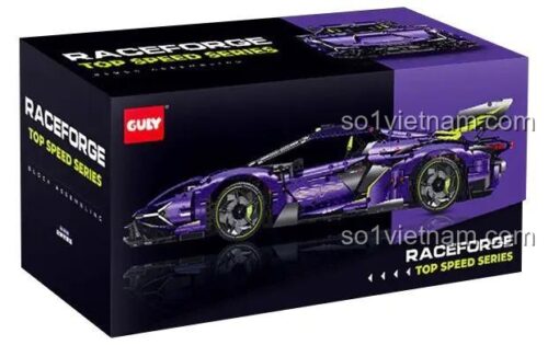 Hộp sản phẩm bộ lắp ghép Lamborghini Purple Bull Supercar tỉ lệ 1:8, GULY 10635, đồ chơi xe đua điều khiển từ xa cho bé trai