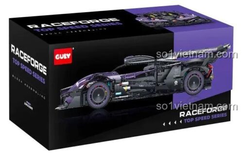 Hộp sản phẩm bộ lắp ráp siêu xe Bugatti Chiron màu tím GULY 10643, đồ chơi mô hình tỉ lệ 1:8, 3300 mảnh ghép