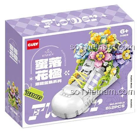 Hộp bộ lắp ghép GULY 60513, đồ chơi mô hình GULY 60513, bộ xếp hình Chậu hoa giày, 812 mảnh, thiết kế độc đáo, quà tặng ý nghĩa.