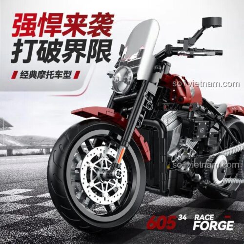 Mô tô Harley-Davidson Softail Commander 60534 của hãng 古励GULY, bộ lắp ghép Technic, biểu tượng tốc độ, dành cho bé trai 8 tuổi