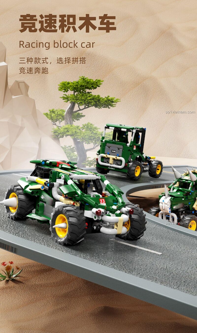 Mô hình xe đua địa hình từ bộ xếp hình Mô hình xe 3 trong 1 YC-23013. Món quà sinh nhật ý nghĩa cho bé trai.