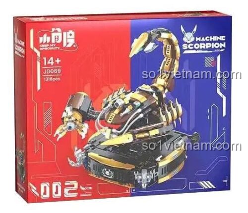 Hộp đựng bộ lắp ghép Bọ cạp máy JD069 của hãng 小角度, đồ chơi mô hình robot bọ cạp cơ khí, 1316 mảnh ghép, phù hợp cho bé trai 14 tuổi, kích thước hộp 32x27x8.5 cm, giá tốt