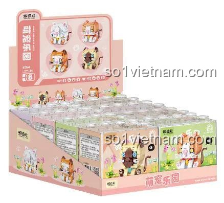 Hộp đựng bộ đồ chơi Chizao She B2158 mô hình mèo dễ thương, đồ chơi xếp hình cho bé 6 tuổi, bộ lắp ghép động vật dễ thương