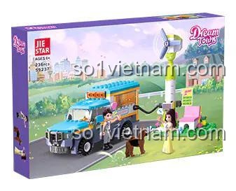 Hộp đựng bộ đồ chơi Dream Town JIESTAR 59237, xe tải giao hàng, 236 mảnh, cho bé gái 6 tuổi, giá tốt