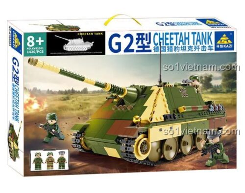 Hộp đựng bộ đồ chơi xe tăng săn lùng báo săn G2 KAZI KY82061, 1420 mảnh ghép, độ tuổi 8+