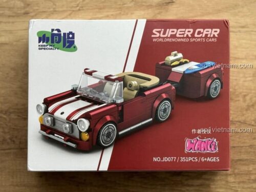 Hộp đựng bộ lắp ghép BMW MINI Cooper JD077, có hình ảnh xe mô hình và thông số 351PCS / 6+ AGES