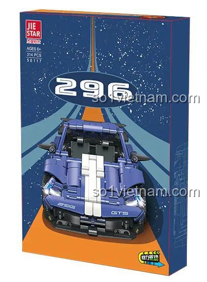 Hộp sản phẩm bộ lắp ghép xe Ferrari 296 JIE STAR 58117, đồ chơi kỹ thuật cho bé trai 6 tuổi, 314 mảnh ghép