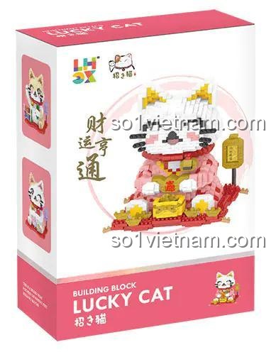 Hộp đựng bộ lắp ghép Mèo Thần Tài B.lucky 613, đồ chơi xếp hình Mèo May Mắn 1928 mảnh, quà tặng cho bé 8 tuổi