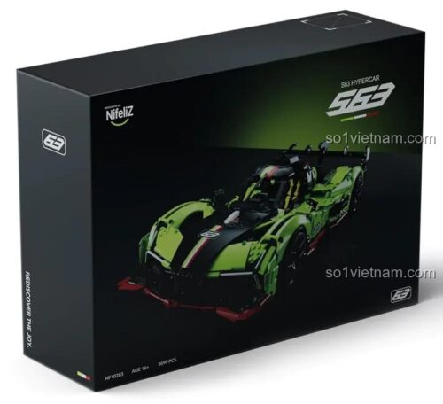Hộp đựng bộ lắp ghép Nifeliz NF10283 Siêu xe Lamborghini SC63, có hình ảnh xe đua, mã NF10283, AGE 16+, 3699 PCS