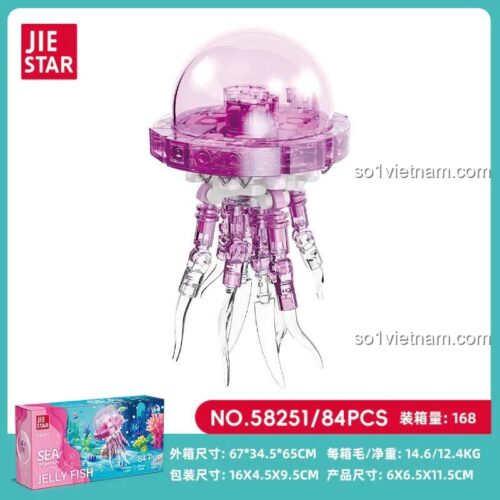 Hộp đựng bộ lắp ghép sứa JIESTAR 58251, 84 chi tiết, đồ chơi giáo dục cho bé gái