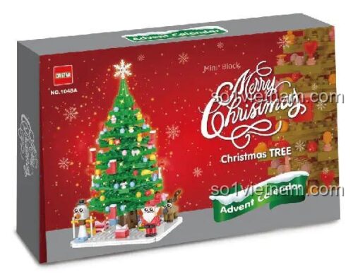 Hộp đựng Cây Thông Noel Đếm Ngược 1048A 博士星, bộ lắp ghép Giáng Sinh, đồ chơi sáng tạo cho bé