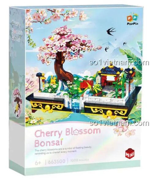 Hộp đựng Chậu cây hoa anh đào ZHEGAO 663500, 1008 mảnh ghép, đồ chơi xếp hình giáo dục cho bé