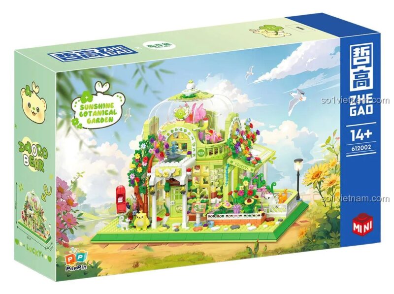 Hộp đựng đồ chơi ZHEGAO 612002 Vườn Thực Vật Nắng Mai, kích thước 35x22x8cm, 1490 mảnh ghép, phù hợp cho bé gái 14 tuổi, đồ chơi sáng tạo, quà tặng ý nghĩa.