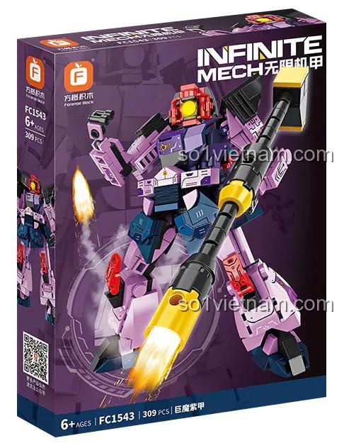 Hộp đựng bộ lắp ghép robot chiến đấu Forange FC1543 Cỗ máy khổng lồ tím 2.0 309 mảnh cho bé trai 6 tuổi