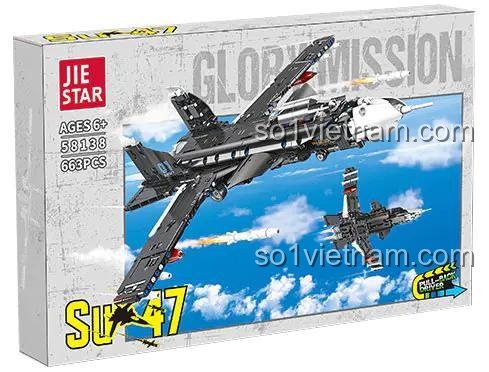 Hộp đựng bộ lắp ghép máy bay chiến đấu SU-47 JIESTAR 58138, đồ chơi máy bay quân sự cho bé trai 6 tuổi, máy bay chiến đấu SU-47 giá tốt