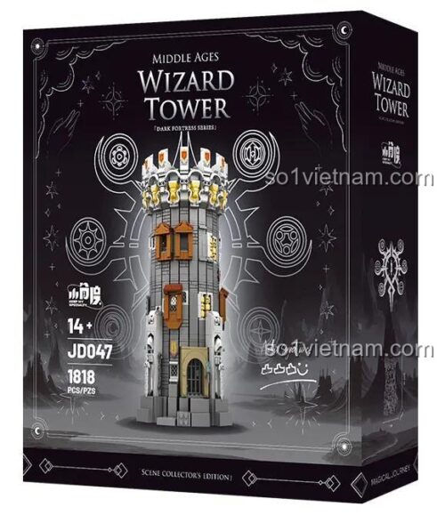 Hộp sản phẩm Tháp Pháp Sư Trung Cổ JD047 1818 mảnh ghép, đồ chơi xây dựng cho bé 14 tuổi, Tương thích LEGO®
