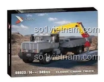 Hộp đựng bộ đồ chơi xe cẩu tự hành cổ điển Xbert 66023, có hình ảnh sản phẩm và thông số 14+, 349 mảnh