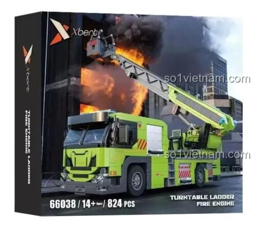 Hộp sản phẩm Xe cứu hỏa thang quay Xbert 66038, 824 mảnh, 14+, đồ chơi giáo dục STEM