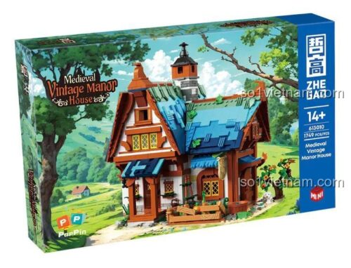 Hộp sản phẩm Dinh thự Cổ Trung Cổ ZHEGAO 613010, kiến trúc Trung Cổ, 1749 mảnh ghép, độ tuổi 14+