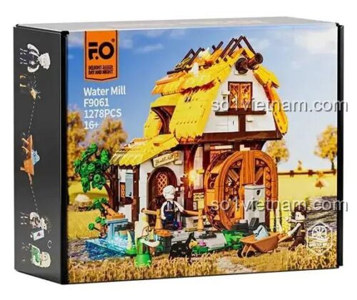 Hộp sản phẩm Cối Xay Gió Trung Cổ F9061 của Funwhole, thể hiện mô hình chi tiết và thông số 1278 mảnh, độ tuổi 16+