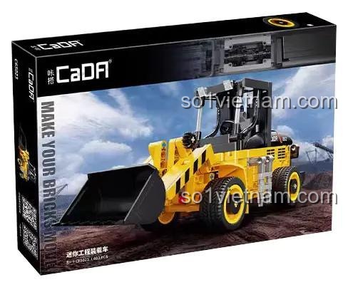 Hộp sản phẩm xe lu lốp lớn kỹ thuật CaDA C65023, đồ chơi xây dựng cho bé trai 8 tuổi, có bánh xe lớn và chức năng điều khiển gầu xúc, lái