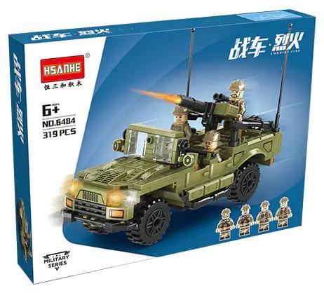 Hộp sản phẩm bộ lắp ghép Xe Dã Chiến Mãnh Sĩ HSANHE 6484, đồ chơi mô hình quân sự giá rẻ cho bé trai 6 tuổi.