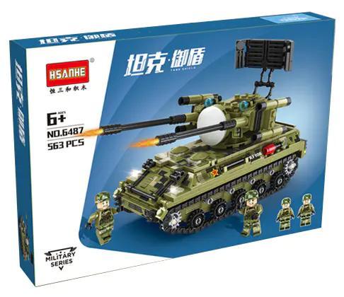 Bộ lắp ghép Xe Tăng Cao Xạ 御盾 HSANHE 6487 giá tốt cho bé trai 6 tuổi, mô hình quân sự 563 chi tiết chất lượng cao