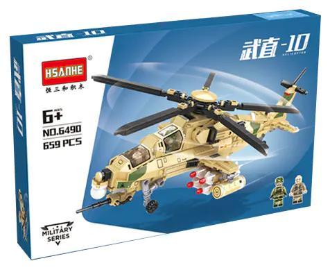 Hộp bộ lắp ráp Trực thăng Tấn công Z-10 HSANHE 6490, đồ chơi mô hình cho bé trai 6 tuổi giá rẻ, chất lượng cao.