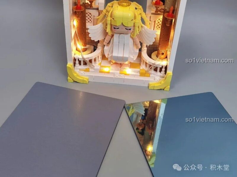 Mô hình iambrick 30101 Thâm Uyên Kính: Bạch Hủy Chi Quang với đèn LED sáng rực nhìn từ phía sau
