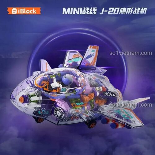 iBlock ib1301-2 J-20 Tàng Hình Chiến Cơ bộ lắp ghép máy bay chiến đấu tàng hình hộp đựng