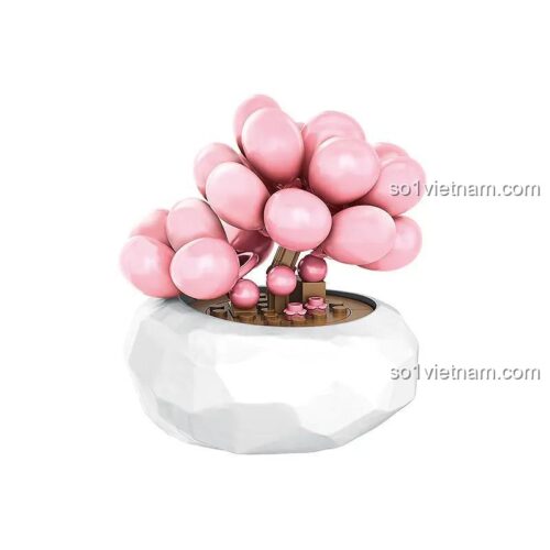 Cận cảnh bộ lắp ghép Cây Mọng Nước Đào Trứng inbrixx 655057, chi tiết tinh xảo, màu hồng xanh lá, phù hợp con gái 12 tuổi.