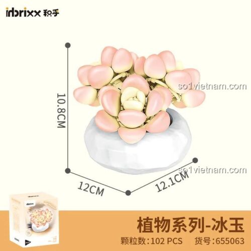 Bộ lắp ghép Cây Mọng Nước Băng Ngọc inbrixx 655063, mô hình trang trí độc đáo, giá tốt cho bé gái 8 tuổi, phát triển sáng tạo