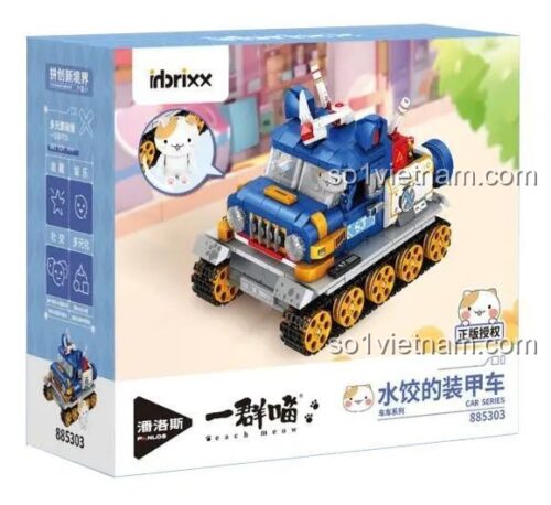 Hộp đồ chơi lắp ráp Inbrixx 885303 Xe chiến đấu của Mèo Bánh Chẻo, 628 mảnh ghép chất lượng cao.