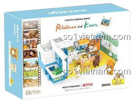 Hộp đồ chơi inbrixx 890302 Bếp và Phòng Ăn Rilakkuma, bộ đồ chơi xếp hình chất lượng cao cho bé gái.