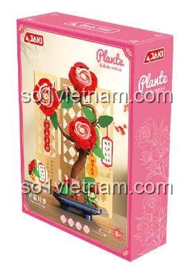 Hộp sản phẩm bộ lắp ghép Quốc triều hoa thực vật JAKI DK001, đồ chơi sáng tạo cho bé gái 8 tuổi, quà tặng Tết