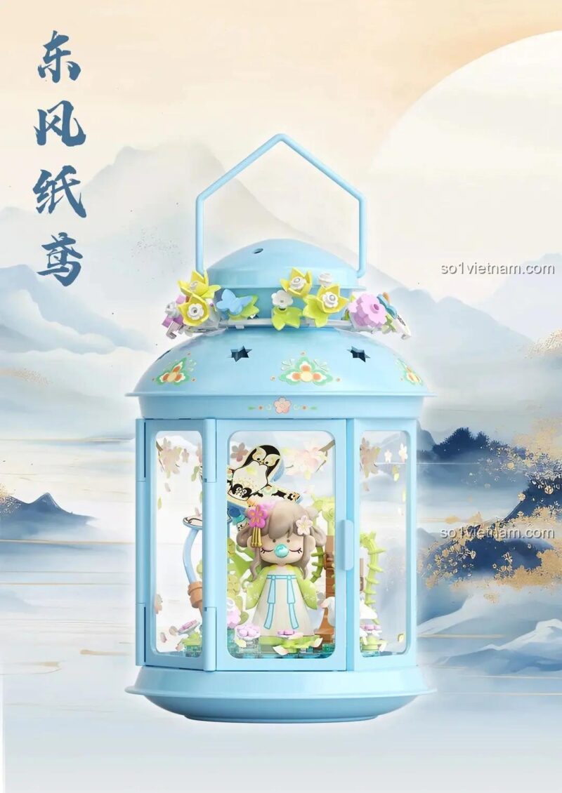 Đèn lồng Nanci Đông Phong Chỉ Nguyệt JAKI HK115, bộ lắp ghép đèn lồng phong cách Trung Hoa, đèn lồng có figure Nanci, màu xanh dương, trắng, hồng, vàng, độ tuổi 14+