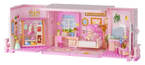 Mô hình bộ lắp ghép Nanci Tiểu Công Chúa Phòng Ngủ JAKI HK132, đồ chơi xếp hình cho bé gái 8 tuổi, màu hồng trắng, có thể mở ra đóng lại, kích thước 32.4x12.15x12.34cm, giá tốt