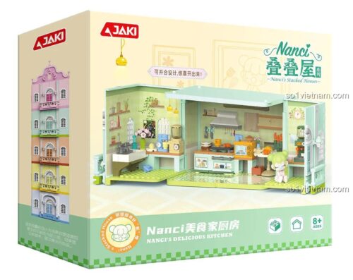 Hộp đựng bộ lắp ghép JAKI HK135 Nanci Foodie Kitchen, đồ chơi giáo dục cho bé gái 8 tuổi, có thể mở ra