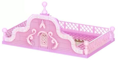 Mô hình Nanci Ngôi Nhà Xếp Chồng Sân Thượng Bầu Trời màu hồng pastel, đồ chơi lắp ráp JAKI HK136 cho bé gái 8 tuổi, thiết kế tinh xảo
