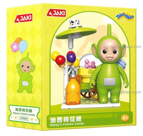 Hộp sản phẩm Teletubbies Dipsy's Cotton Candy JAKI HK502, bộ lắp ghép Teletubbies, đồ chơi Teletubbies cho bé gái, xe kẹo bông, giá rẻ