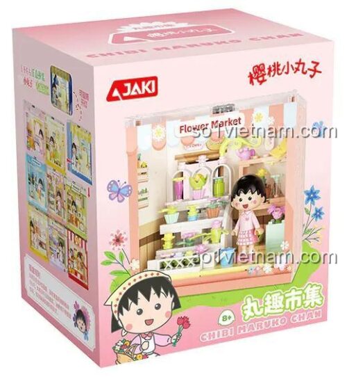Mô hình Chibi Maruko Chan: Maru-Q Market Blind Box JAKI HK929, bộ đồ chơi lắp ghép mini block, hộp quà bí ẩn với 9 mẫu thiết kế độc đáo, phù hợp cho bé gái 8 tuổi