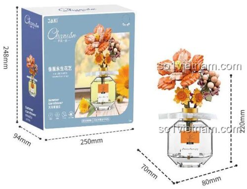 Bình hoa hương thơm JAKI JK2506, set đồ chơi Bình hoa trang trí, kích thước hộp và mô hình, giá rẻ