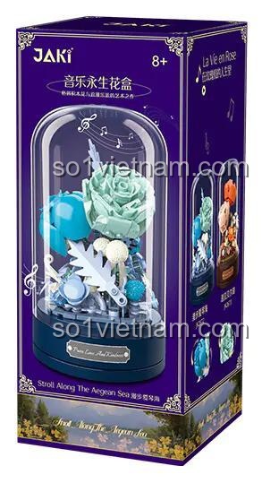 Hộp nhạc hoa vĩnh cửu JAKI JK2672, đồ chơi mô hình hoa hồng lắp ghép, hộp sản phẩm đẹp mắt, phù hợp cho con gái 8 tuổi