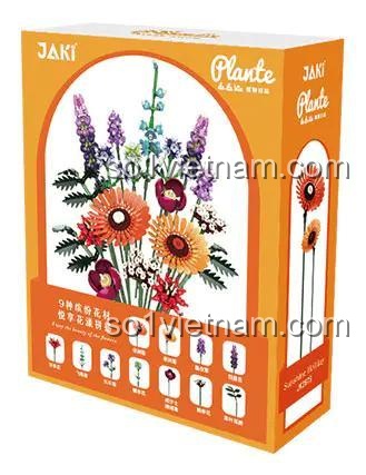 Hộp bộ xếp hình JAKI JK2679 Bó hoa trang trí Ngày Nắng JAKI, đồ chơi lắp ghép hoa vĩnh cửu, chất lượng cao, giá rẻ cho con gái 14 tuổi