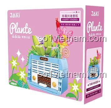 Hộp sản phẩm đồ chơi lắp ráp JAKI JK2717 Đài Radio Thực Vật Hạnh Phúc, mô hình đài radio cổ điển, quà tặng sáng tạo cho bé.