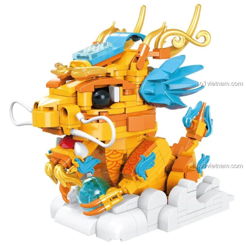 Mô hình Rồng Chiêu Tài JAKI Rồng Thần May Mắn JK5137, bộ lắp ghép Rồng phong thủy, đồ chơi mô hình 5137, phát triển tư duy.