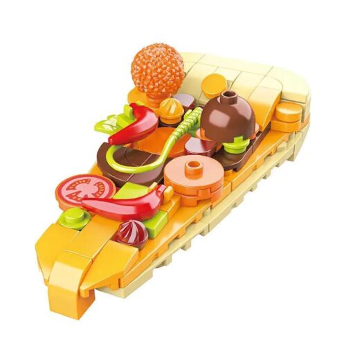 Hộp bộ xếp hình JAKI JK5651 Miếng Dán Tủ Lạnh Pizza, đồ chơi mô hình pizza cay nồng, quà tặng cho bé trai bé gái 8 tuổi, giá rẻ