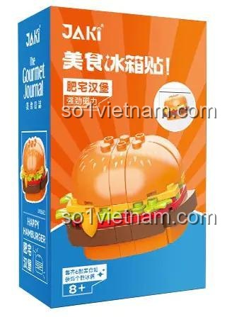 bộ lắp ghép Bánh Hamburger nam châm JAKI JK5652, mô hình Hamburger lắp ráp cho bé 8 tuổi, đồ chơi lắp ghép giá tốt